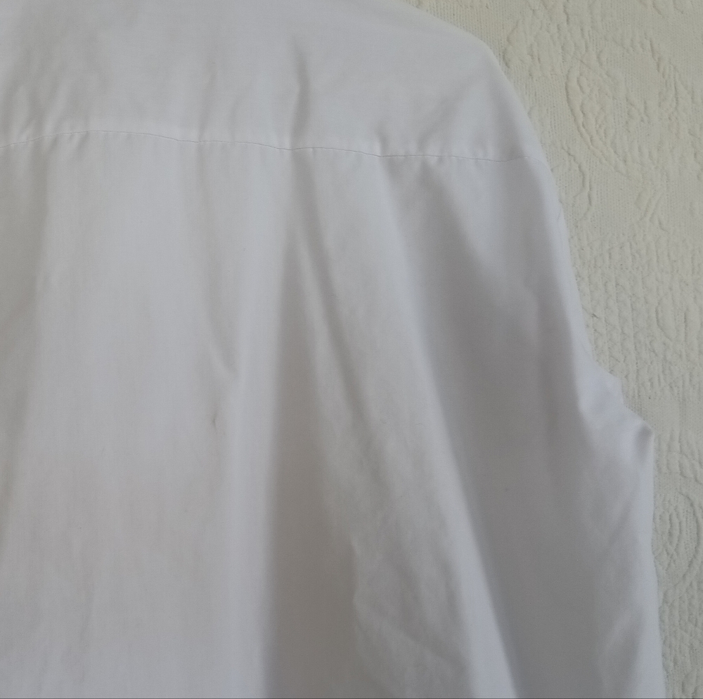 Zara White Button-Up Shirt Navy Stripe Sleeve Detail Oversized Billowy Beach - Picture 12 of 13